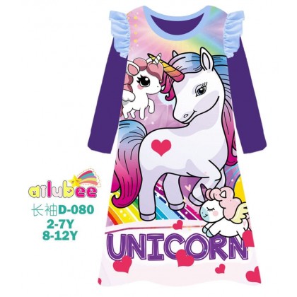 D080-AILUBEE UNICORN LONG SLEEVE DRESS