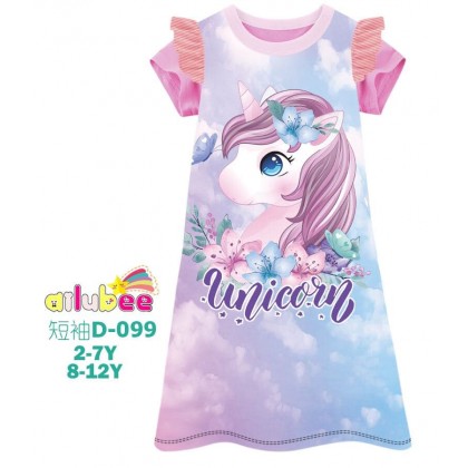 D099-AILUBEE UNICORN SHORT SLEEVE DRESS