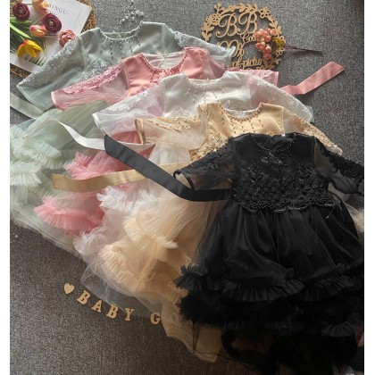 PRINCESS BABY GOWN 680- (W HEADBAND) 88031