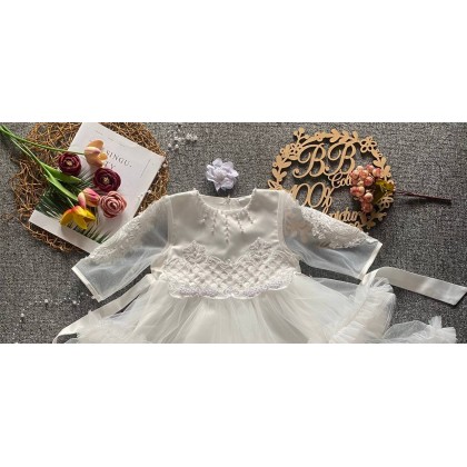PRINCESS BABY GOWN 680- (W HEADBAND) 88031