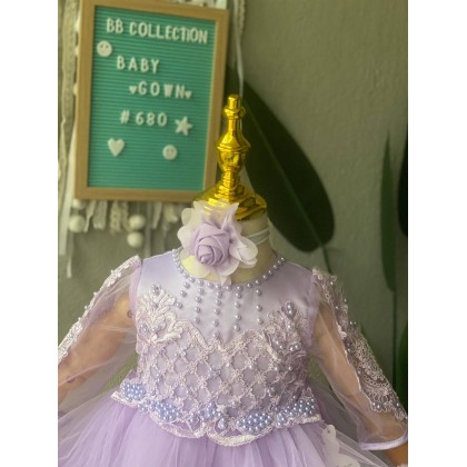 PRINCESS BABY GOWN 680- (W HEADBAND) 88031