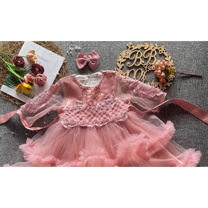 PRINCESS BABY GOWN 680- (W HEADBAND) 88031