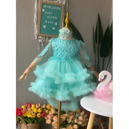 PRINCESS BABY GOWN 680- (W HEADBAND) 88031