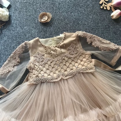 PRINCESS BABY GOWN 680- (W HEADBAND) 88031