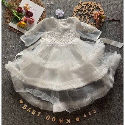 PRINCESS BABY GOWN 680- (W HEADBAND) 88031