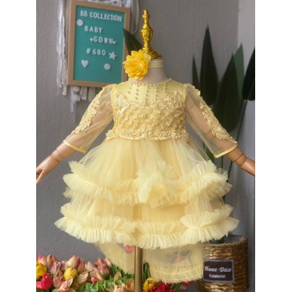 PRINCESS BABY GOWN 680- (W HEADBAND) 88031