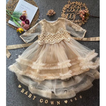 PRINCESS BABY GOWN 680- (W HEADBAND) 88031