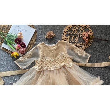 PRINCESS BABY GOWN 680- (W HEADBAND) 88031