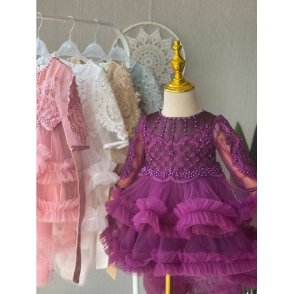 PRINCESS BABY GOWN 680- (W HEADBAND) 88031