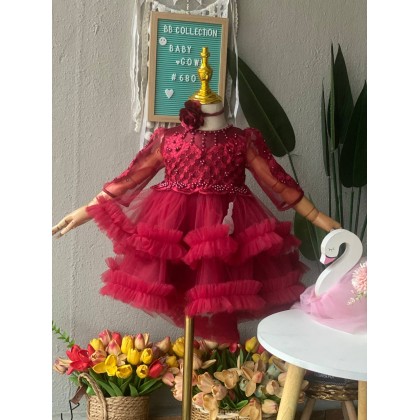 PRINCESS BABY GOWN 680- (W HEADBAND) 88031