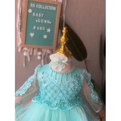 PRINCESS BABY GOWN 680- (W HEADBAND) 88031