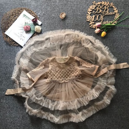 PRINCESS BABY GOWN 680- (W HEADBAND) 88031