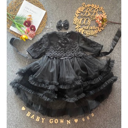 PRINCESS BABY GOWN 680- (W HEADBAND) 88031