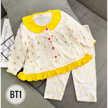 GYMKIDS BUTTON PJS LS SZ 3-8Y - VN BT1-BT8