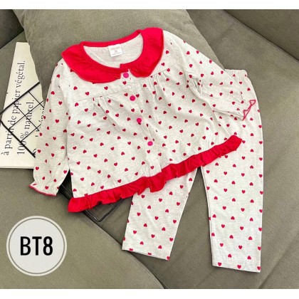 GYMKIDS BUTTON PJS LS SZ 3-8Y - VN BT1-BT8