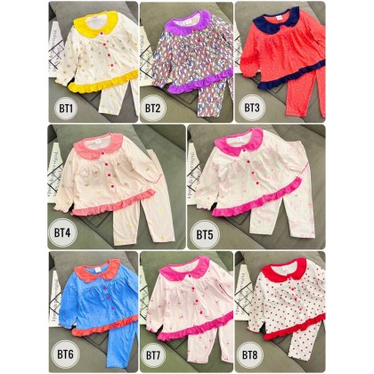 GYMKIDS BUTTON PJS LS SZ 3-8Y - VN BT1-BT8