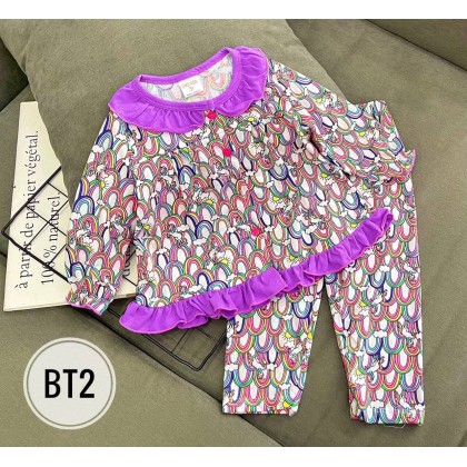GYMKIDS BUTTON PJS LS SZ 3-8Y - VN BT1-BT8