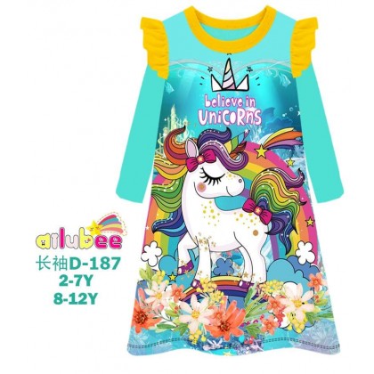 D187-AILUBEE FROZEN LONG SLEEVE DRESS