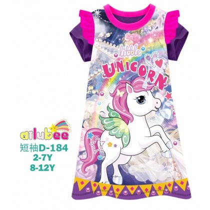 D184S-AILUBEE UNICORN SHORT SLEEVE DRESS D184S-AILUBEE UNICORN SHORT SLEEVE DRESS