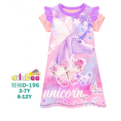 D196S-AILUBEE UNICORN SHORT SLEEVE DRESS D196S-AILUBEE UNICORN SHORT SLEEVE DRESS