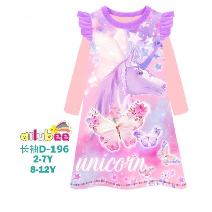 D196L-AILUBEE UNICORN LONG SLEEVE DRESS