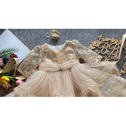 [6M-5Y]PRINCESS BABY GOWN 803-WITH HEADBAND [67289]