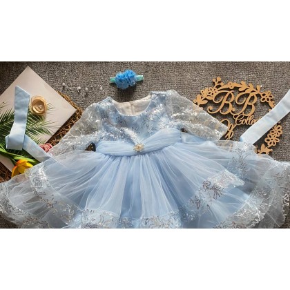 [6M-5Y]PRINCESS BABY GOWN 803-WITH HEADBAND [67289]
