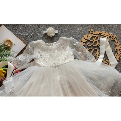 [6M-5Y]PRINCESS BABY GOWN 803-WITH HEADBAND [67289]