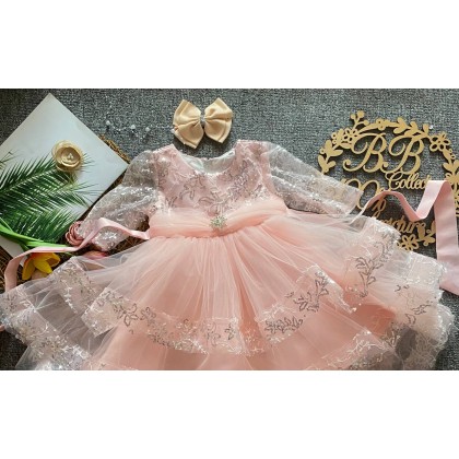 [6M-5Y]PRINCESS BABY GOWN 803-WITH HEADBAND [67289]