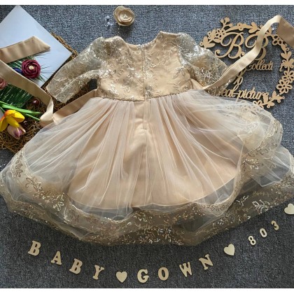 [6M-5Y]PRINCESS BABY GOWN 803-WITH HEADBAND [67289]