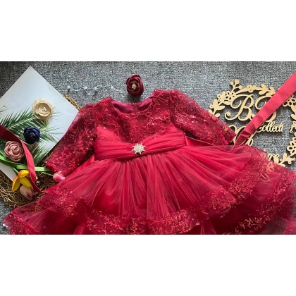 [6M-5Y]PRINCESS BABY GOWN 803-WITH HEADBAND [67289]