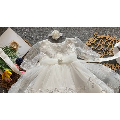 [6M-5Y]PRINCESS BABY GOWN 803-WITH HEADBAND [67289]
