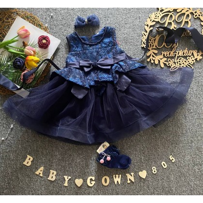 PRINCESS BABY GOWN 805-WITH HEADBAND + SOCKS - [67080] 