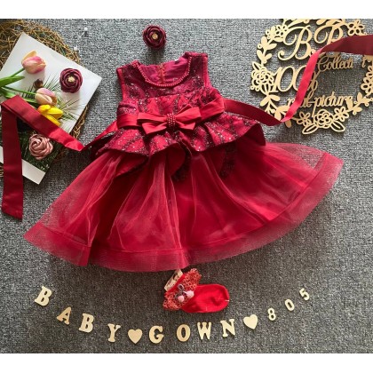 PRINCESS BABY GOWN 805-WITH HEADBAND + SOCKS - [67080] 