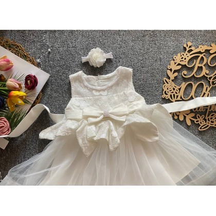 PRINCESS BABY GOWN 805-WITH HEADBAND + SOCKS - [67080] 