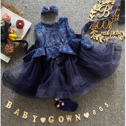 PRINCESS BABY GOWN 805-WITH HEADBAND + SOCKS - [67080] 