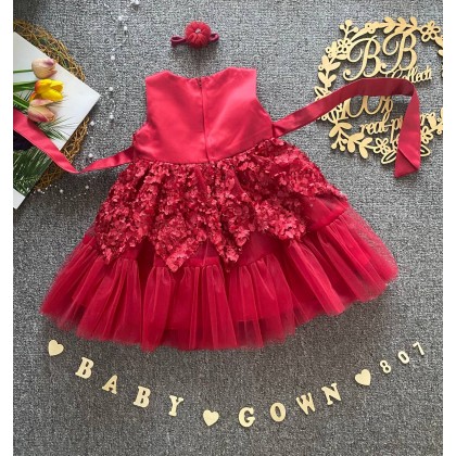 PRINCESS BABY GOWN 807-WITH HEADBAND- [88053] 