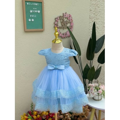 [6M-5Y]PRINCESS BABY GOWN 852- WITH HEADBAND #66892-2