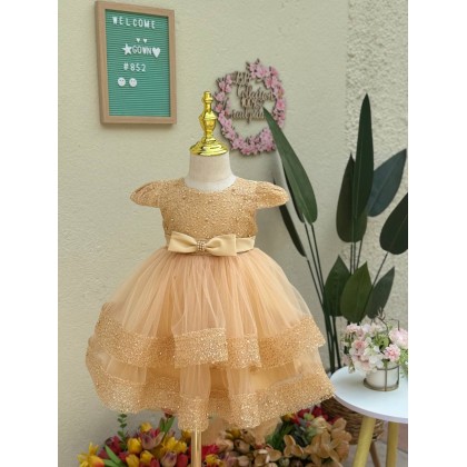 [6M-5Y]PRINCESS BABY GOWN 852- WITH HEADBAND #66892-2