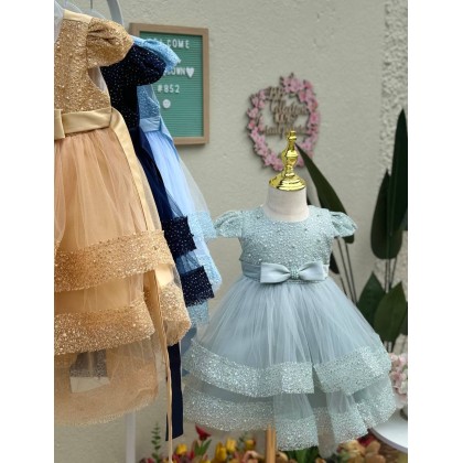 [6M-5Y]PRINCESS BABY GOWN 852- WITH HEADBAND #66892-2