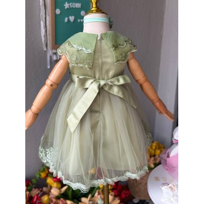 [0-2Y]PRINCESS BABY GOWN 856- WITH HEADBAND + SOCKS[67444]