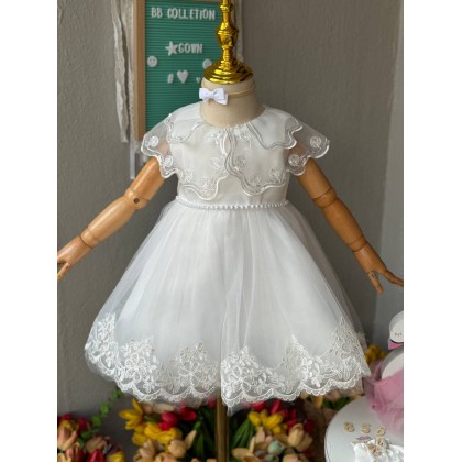 [0-2Y]PRINCESS BABY GOWN 856- WITH HEADBAND + SOCKS[67444]