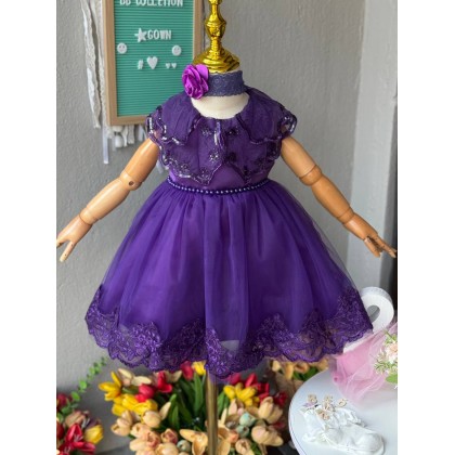 [0-2Y]PRINCESS BABY GOWN 856- WITH HEADBAND + SOCKS[67444]