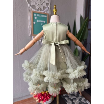 [1-7Y]PRINCESS BABY GOWN 857- WITH HEADBAND #67538