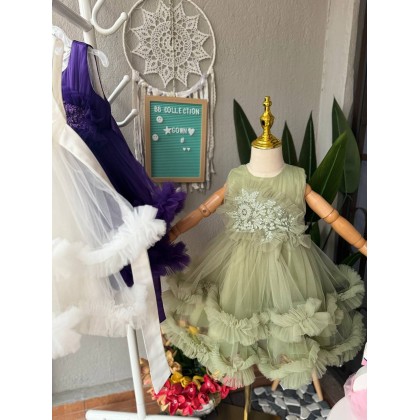 [1-7Y]PRINCESS BABY GOWN 857- WITH HEADBAND #67538
