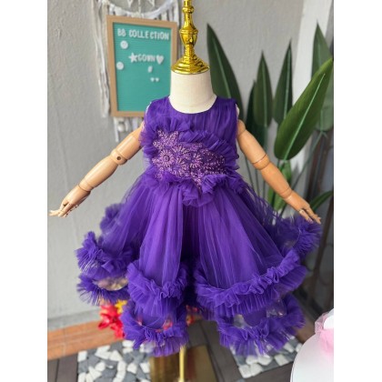 [1-7Y]PRINCESS BABY GOWN 857- WITH HEADBAND #67538