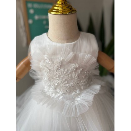 [1-7Y]PRINCESS BABY GOWN 857- WITH HEADBAND #67538