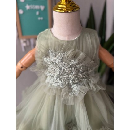 [1-7Y]PRINCESS BABY GOWN 857- WITH HEADBAND #67538