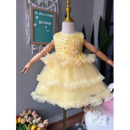 [0-2Y]PRINCESS BABY GOWN 860- WITH HEADBAND + SOCKS [67543]