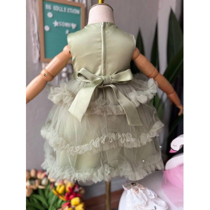 [0-2Y]PRINCESS BABY GOWN 860- WITH HEADBAND + SOCKS [67543]